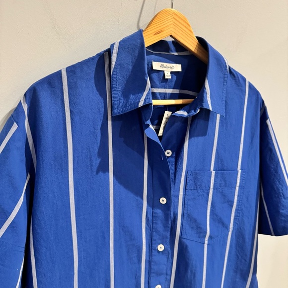 NWT Madewell Oversized Boxy Button-Up Poplin Shirt in Pure Blue, Size S - Picture 7 of 14